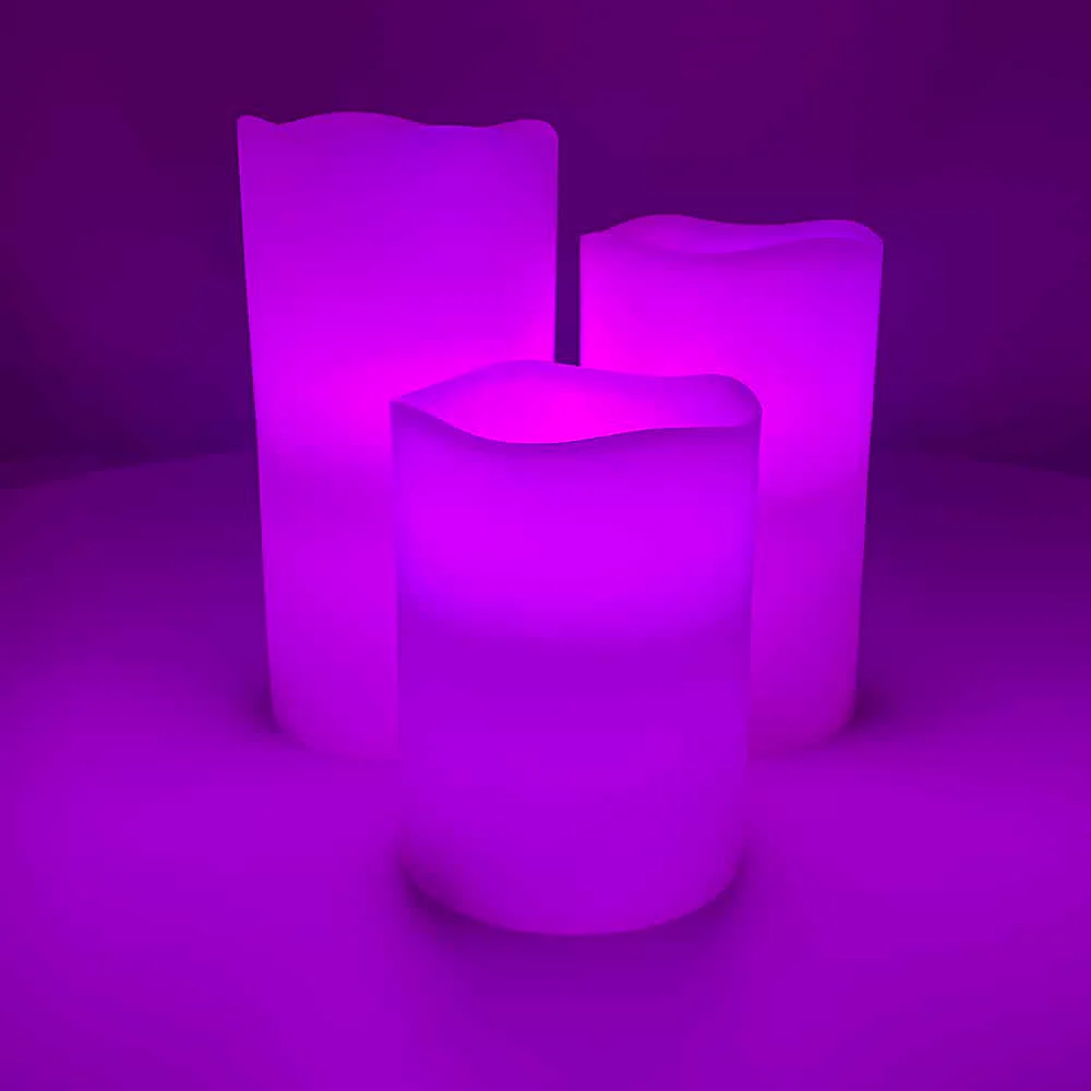 LED stearinlys - 3 stk. - 15/12/10 cm - m/fjernbetjening - 12 forskellige farver - Image 7