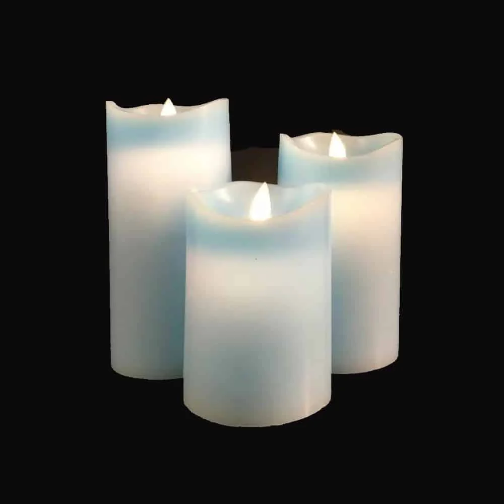 LED blok stearinlys - 3 stk. - 12/15/17 cm - m/3D flamme - (Flere farver) - Image 13