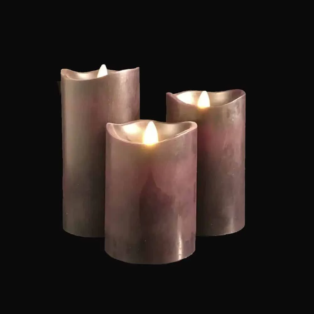 LED blok stearinlys - 3 stk. - 12/15/17 cm - m/3D flamme - (Flere farver) - Image 14