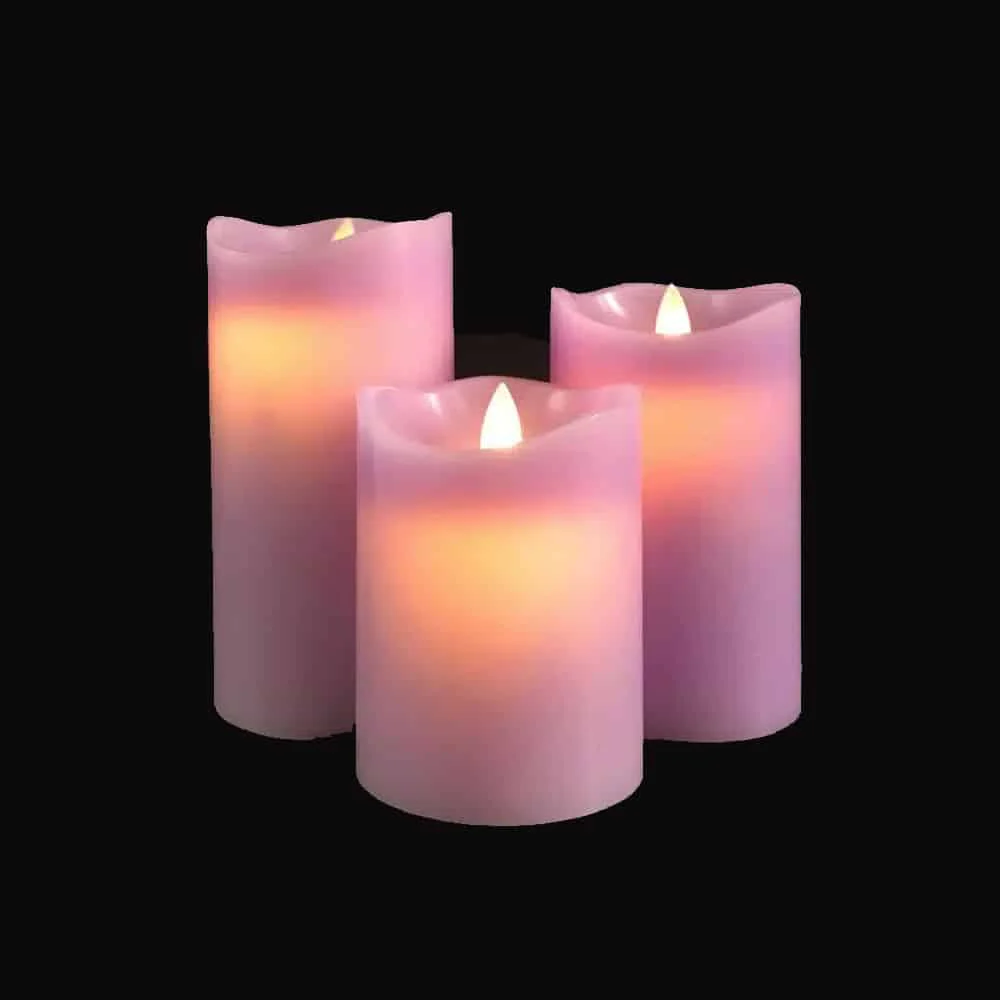 LED blok stearinlys - 3 stk. - 12/15/17 cm - m/3D flamme - (Flere farver) - Image 16