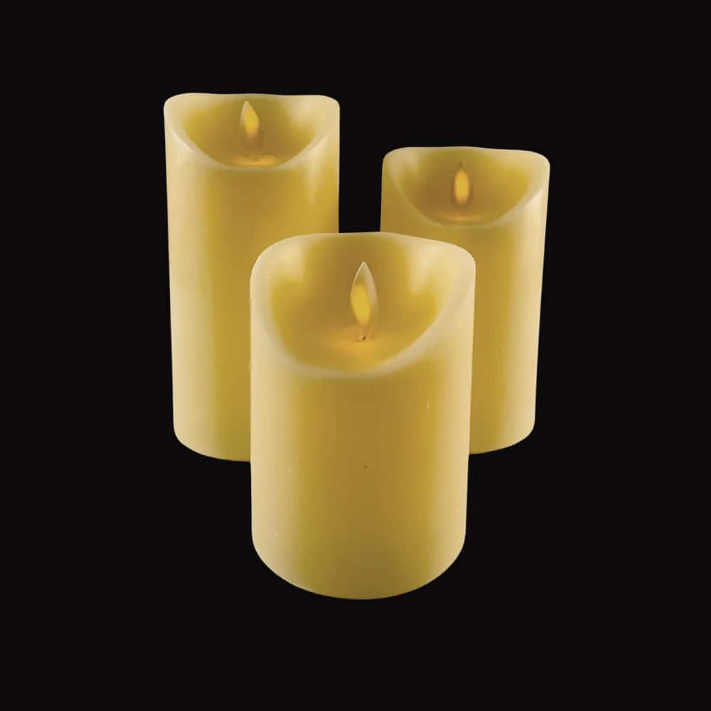 LED blok stearinlys - 3 stk. - 12/15/17 cm - m/3D flamme - (Flere farver) - Image 20