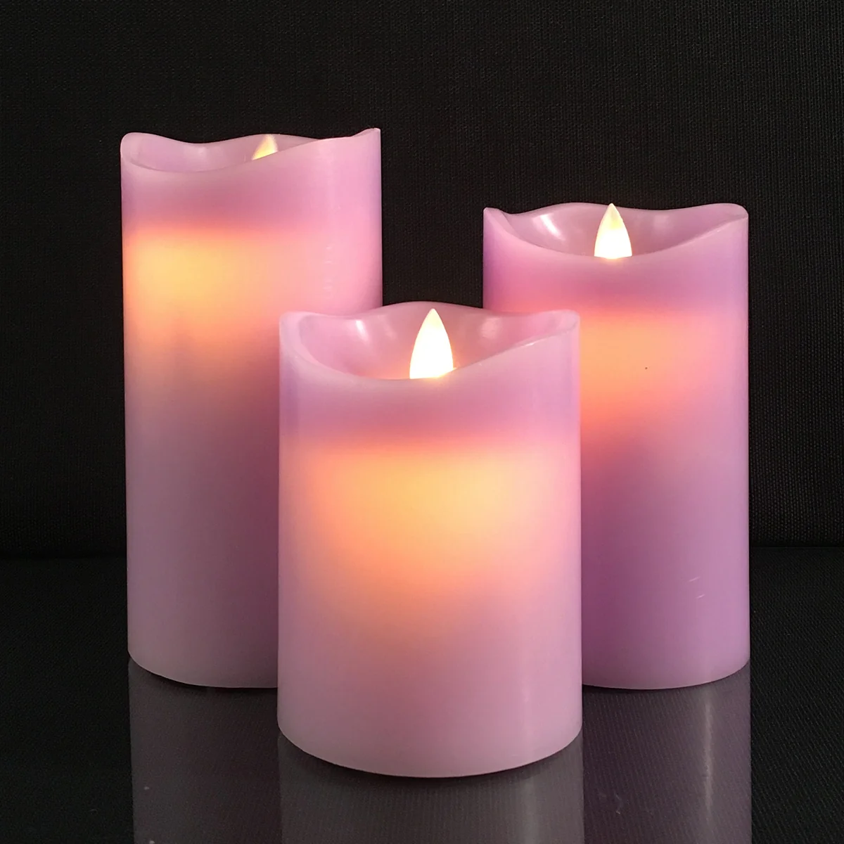 LED blok stearinlys - 3 stk. - 12/15/17 cm - m/3D flamme - (Flere farver) - Image 5