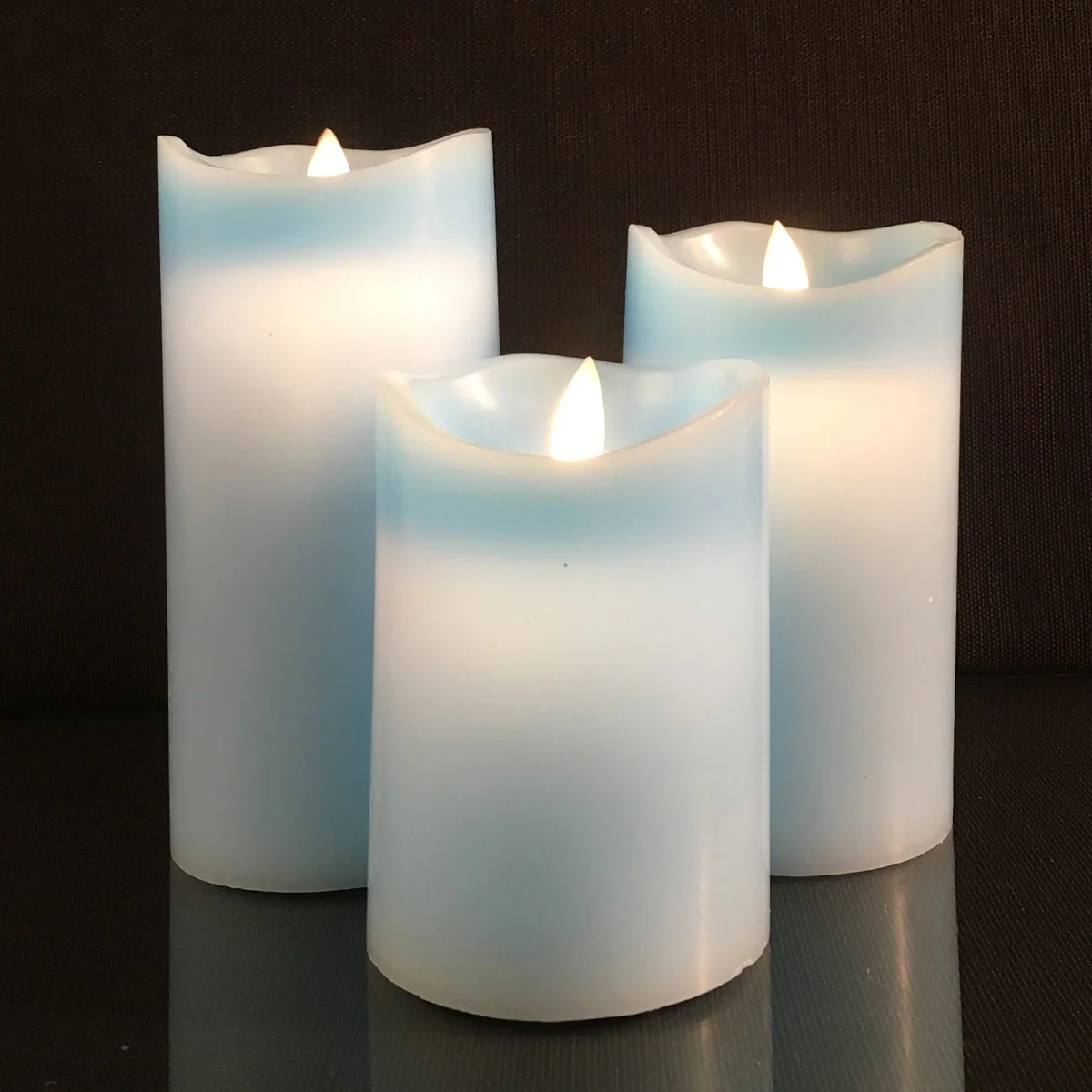 LED blok stearinlys - 3 stk. - 12/15/17 cm - m/3D flamme - (Flere farver) - Image 6