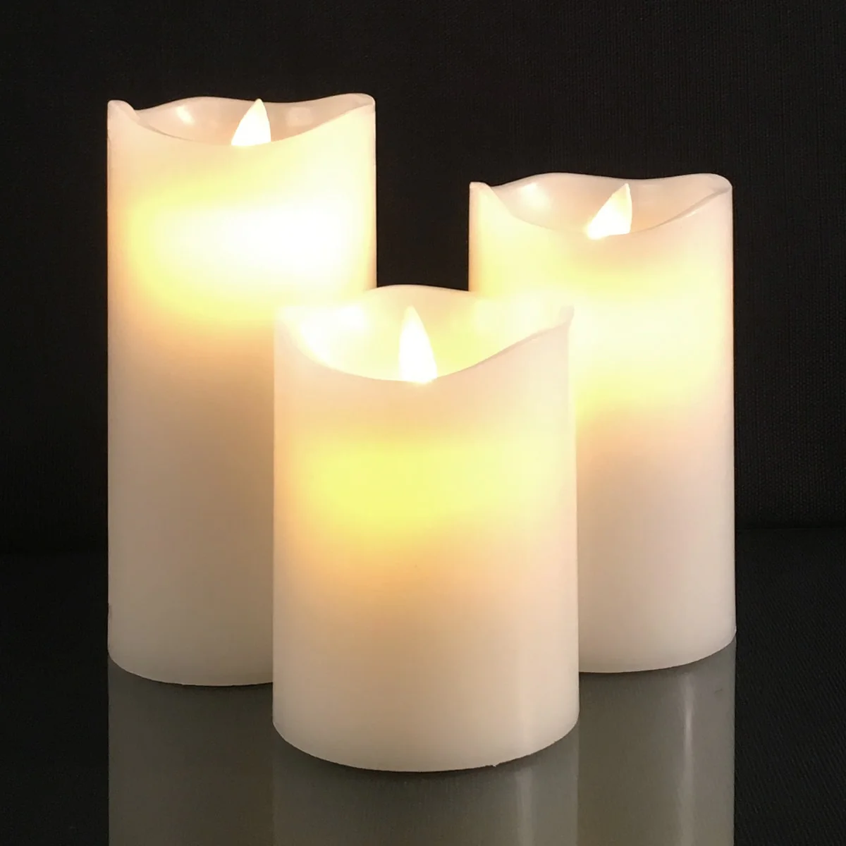 LED blok stearinlys - 3 stk. - 12/15/17 cm - m/3D flamme - (Flere farver) - Image 7
