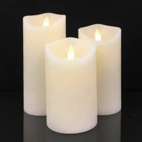 LED blok stearinlys - RUSTIK - 3 stk. - 10/12,5/15 cm - m/3D flamme - (flere farver) - Image 13