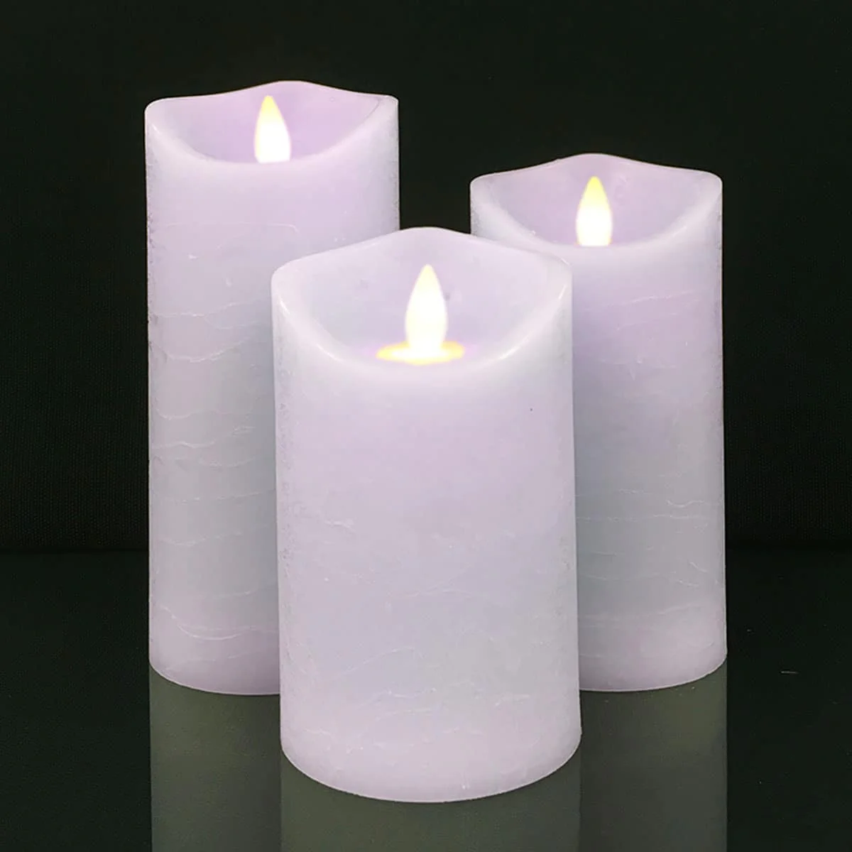 LED blok stearinlys - RUSTIK - 3 stk. - 10/12,5/15 cm - m/3D flamme - (flere farver) - Image 22