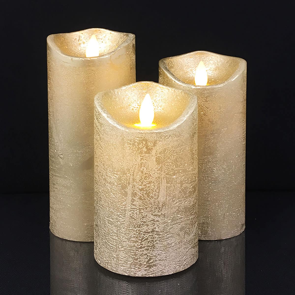 LED blok stearinlys - RUSTIK - 3 stk. - 10/12,5/15 cm - m/3D flamme - (flere farver) - Image 25