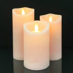 LED blok stearinlys - RUSTIK - 3 stk. - 10/12,5/15 cm - m/3D flamme - (flere farver) - Image 4