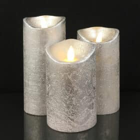 LED blok stearinlys - RUSTIK - 3 stk. - 10/12,5/15 cm - m/3D flamme - (flere farver) - Image 5
