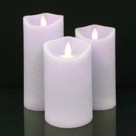 LED blok stearinlys - RUSTIK - 3 stk. - 10/12,5/15 cm - m/3D flamme - (flere farver) - Image 6
