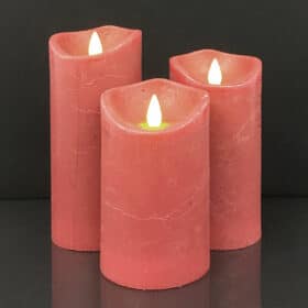 LED blok stearinlys - RUSTIK - 3 stk. - 10/12,5/15 cm - m/3D flamme - (flere farver) - Image 7