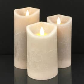 LED blok stearinlys - RUSTIK - 3 stk. - 10/12,5/15 cm - m/3D flamme - (flere farver) - Image 8