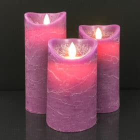 LED blok stearinlys - RUSTIK - 3 stk. - 10/12,5/15 cm - m/3D flamme - (flere farver) - Image 9