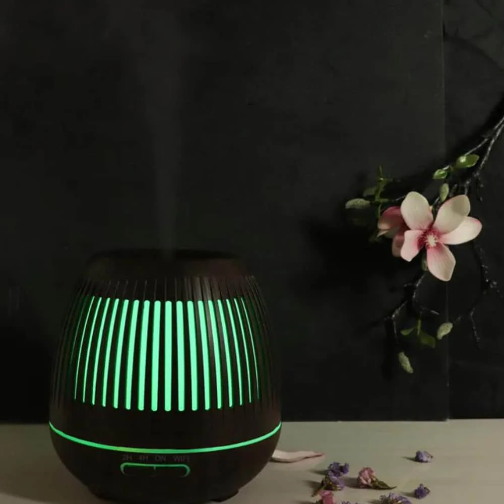 Aroma Diffuser 400 ML m/fjernbetjening - Stilren i brunt og lyst træ - - Image 3