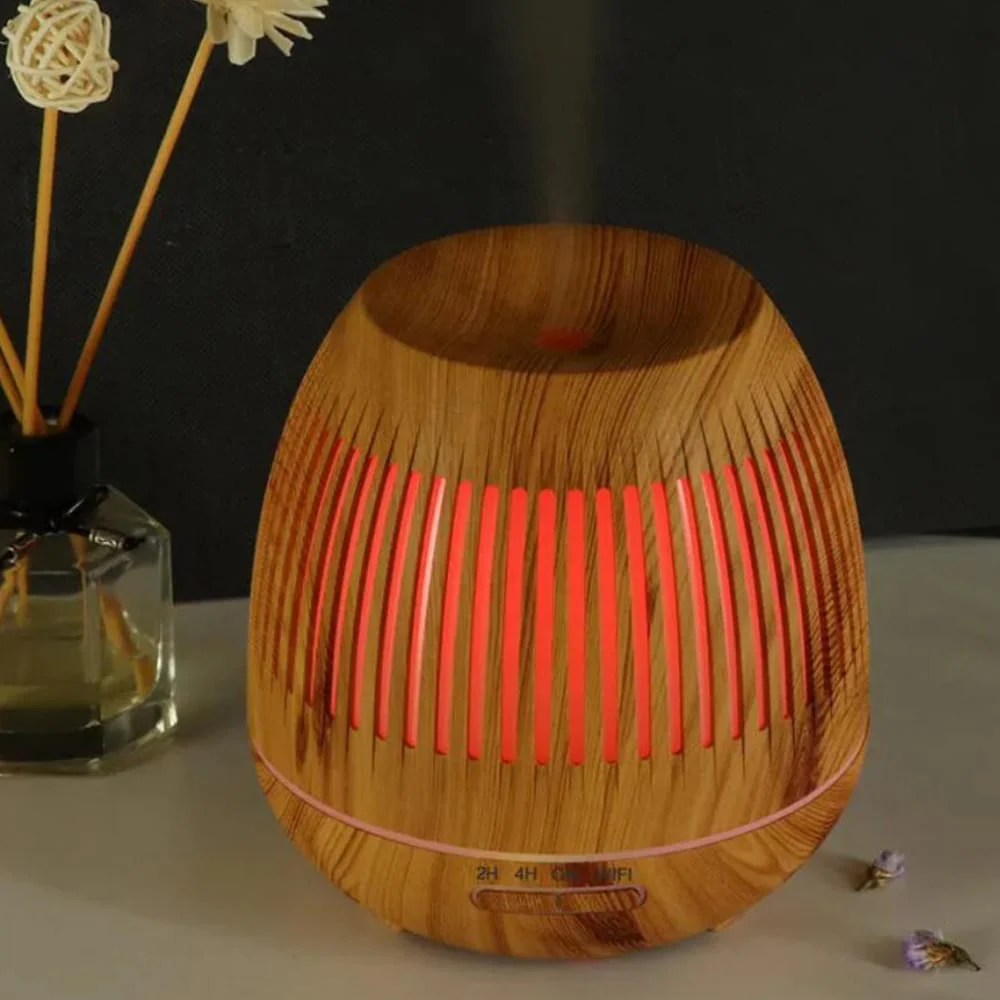 Aroma Diffuser 400 ML m/fjernbetjening - Stilren i brunt og lyst træ - - Image 4