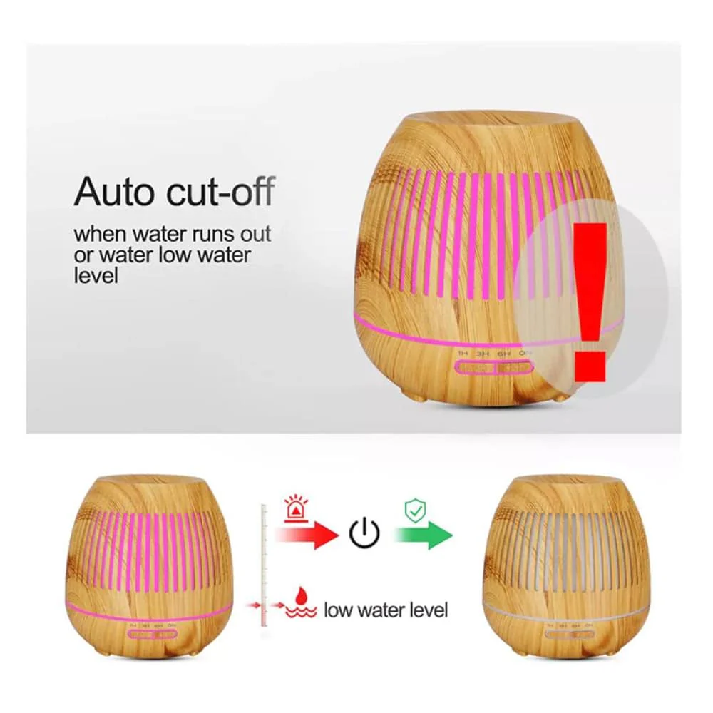 Aroma Diffuser 400 ML m/fjernbetjening - Stilren i brunt og lyst træ - - Image 7