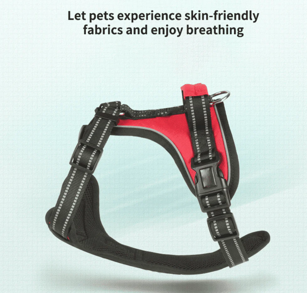 Blød Luksus Hundesele m/refleks - robust & vandfast - rød, sort eller blå - Image 6