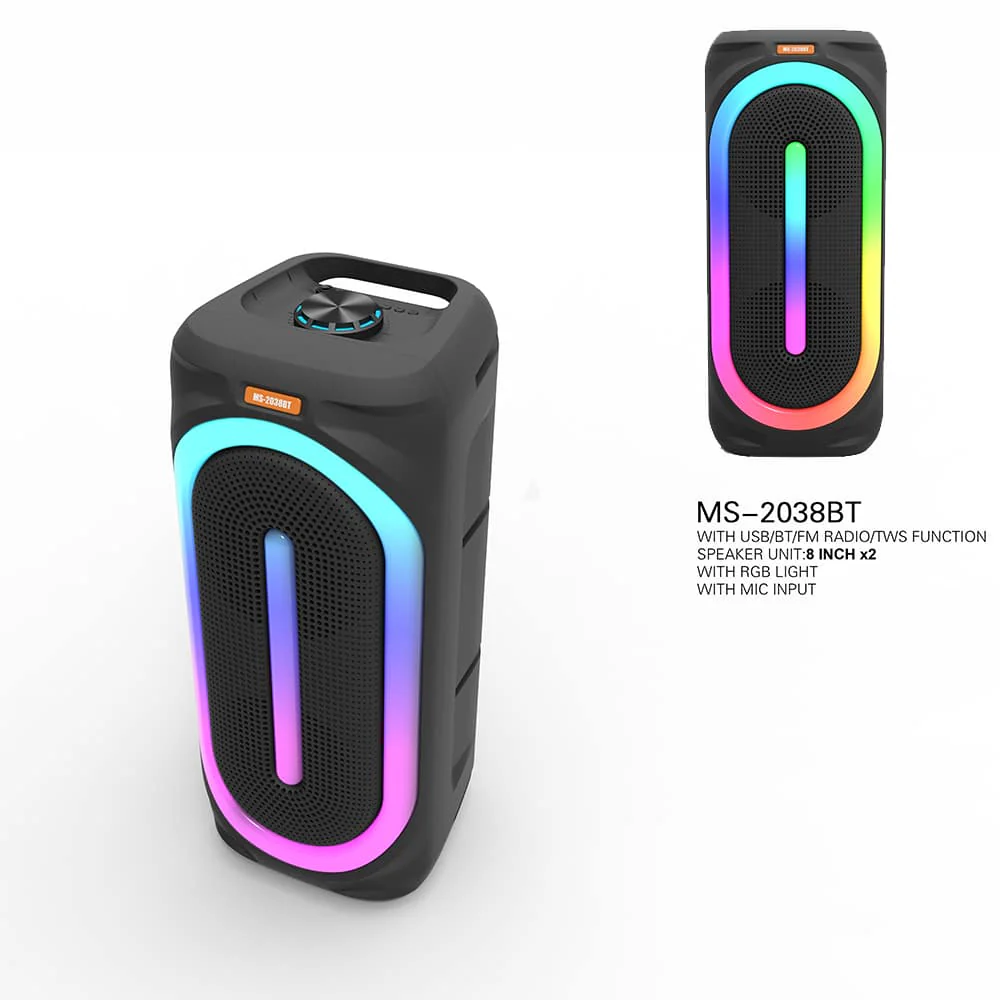 Soundbox højtaler med bluetooth, RGB-lys, FM-radio og mikrofon (56 x 24 cm.) - Image 2