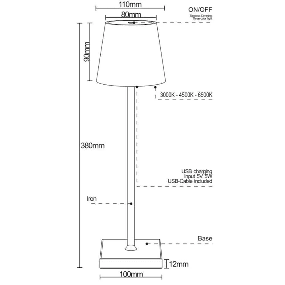 Bordlampe LED m/touch - ledningsfri - 4 farver - Image 8