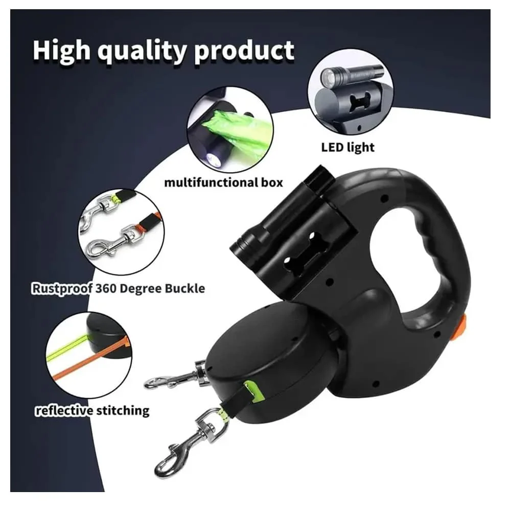 Dobbelt Hundesnor med Indbygget LED-Lys og Hundeposeholder - Image 6