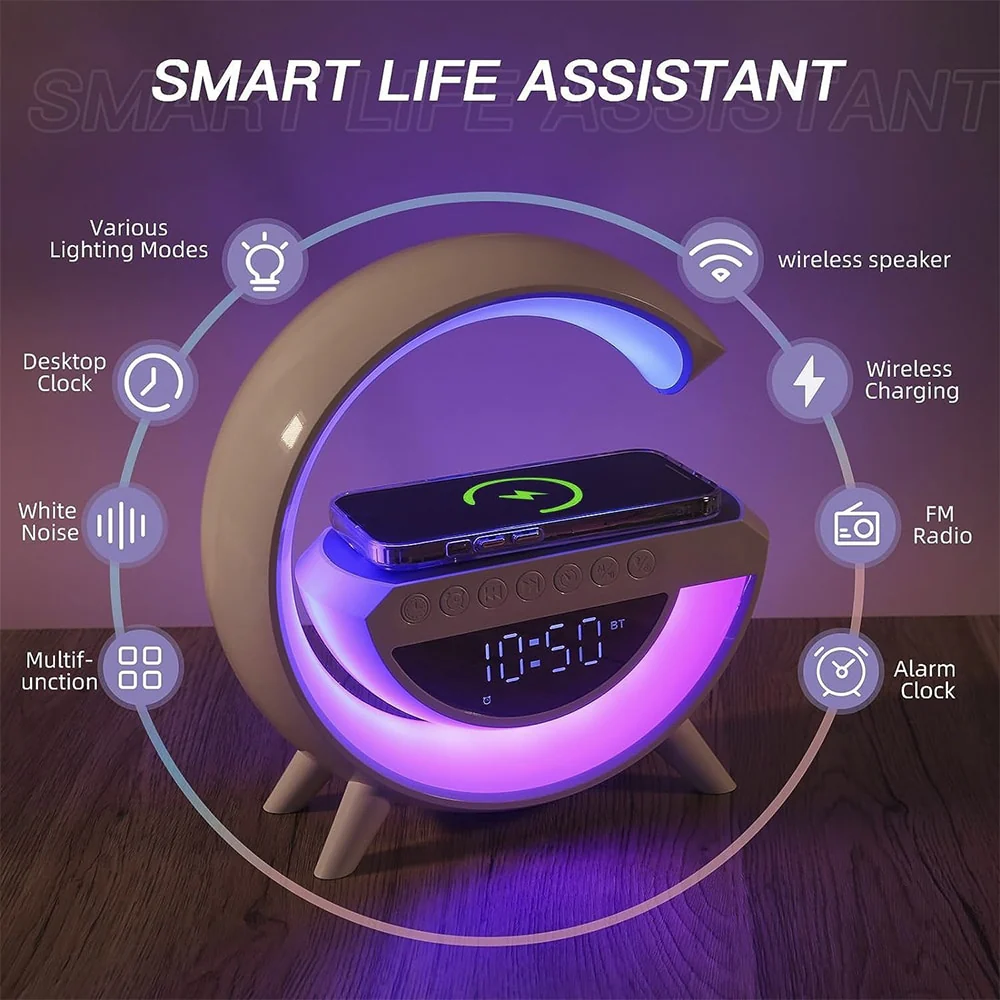G-lys - Trådløs oplader m. bluetooth højtaler og RGB-lampe - Image 3