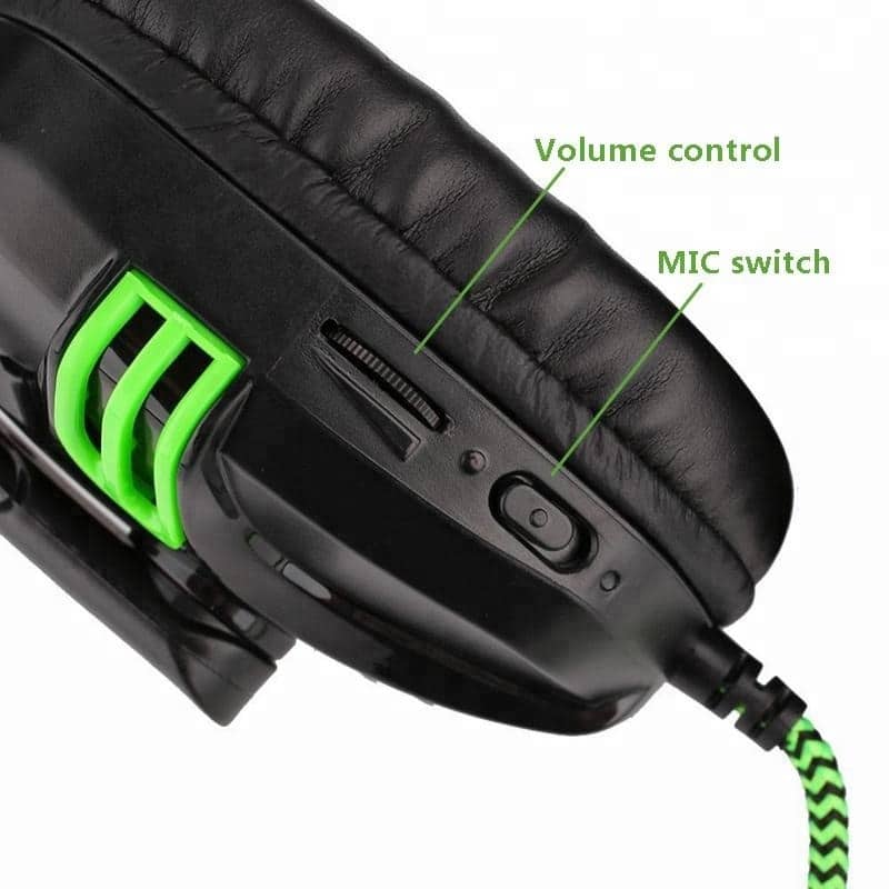 Gamer PC Headset m/mikrofon og stereo lyd - sort/grøn - - Image 3