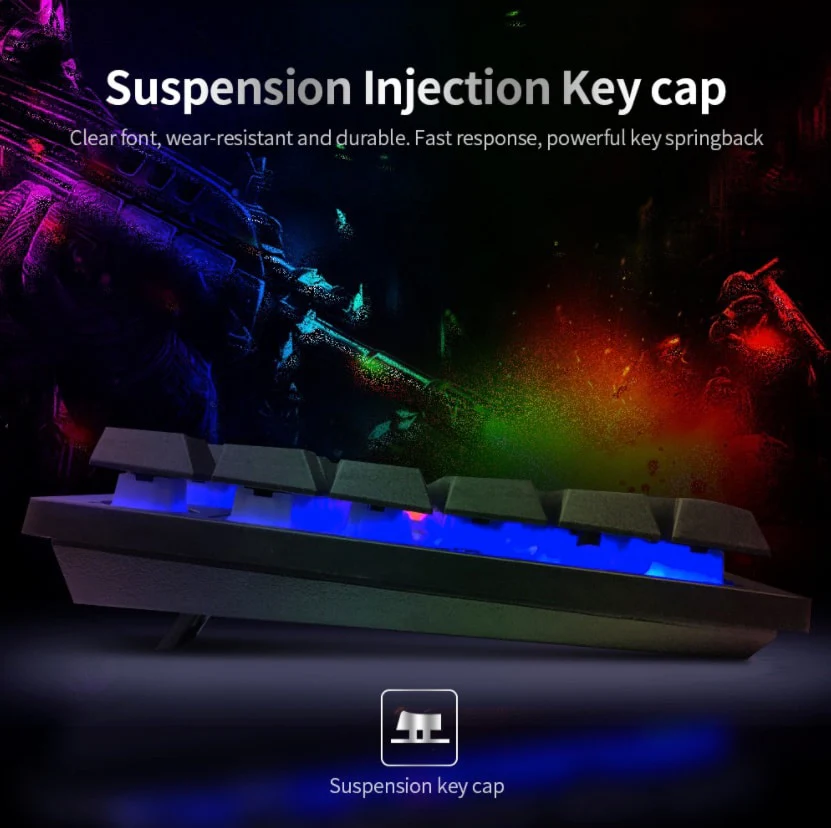 Gaming tastatur med backlight LED lys & affjedring på tasterne - Image 4