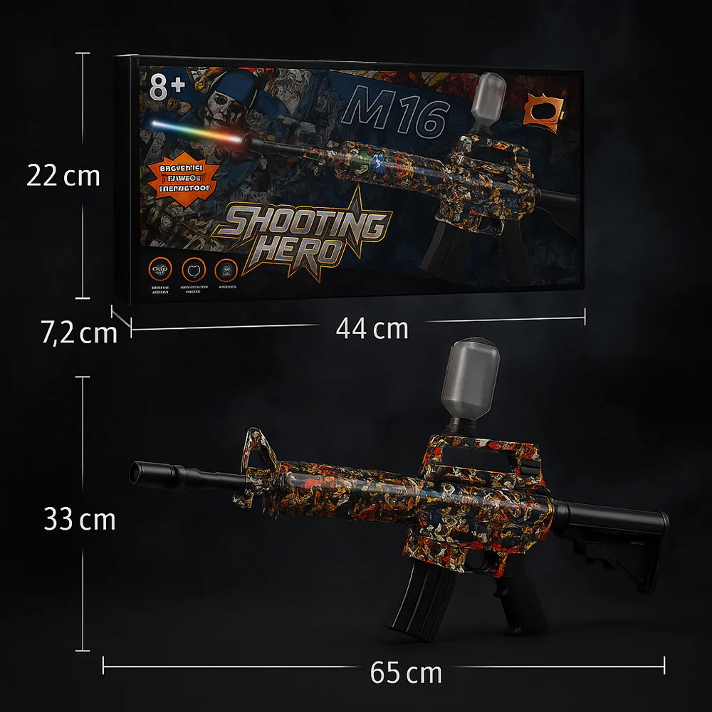 Gel Blaster M16 - elektrisk med sejt lys og røg når den skyder - Image 4