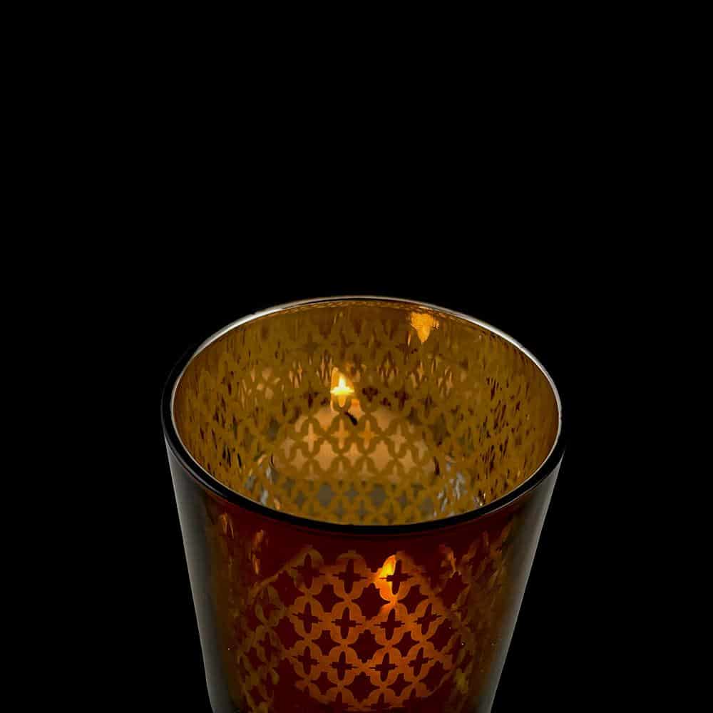 Fyrfadsstager i glas (2 stk.) kobber/sort fra SIA Home Fashion - Image 6