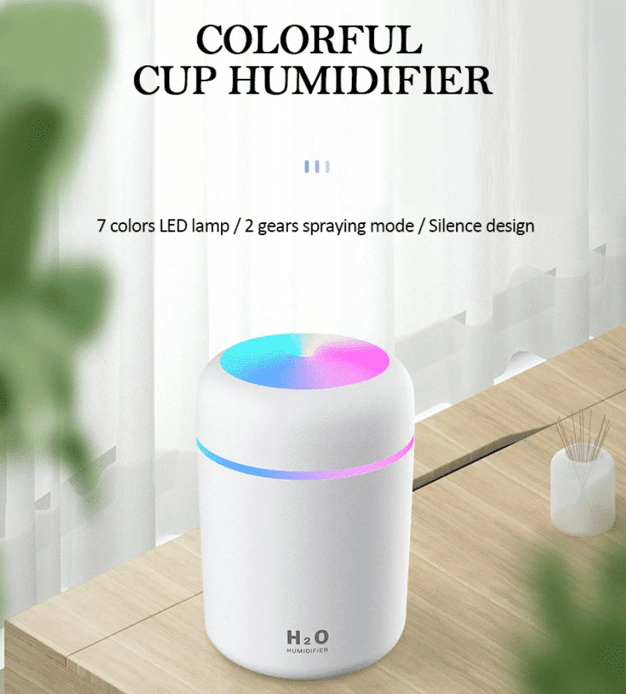 H2O Luftfugter / Humidifier m. LED Lys (Fås i flere farver) - Image 4