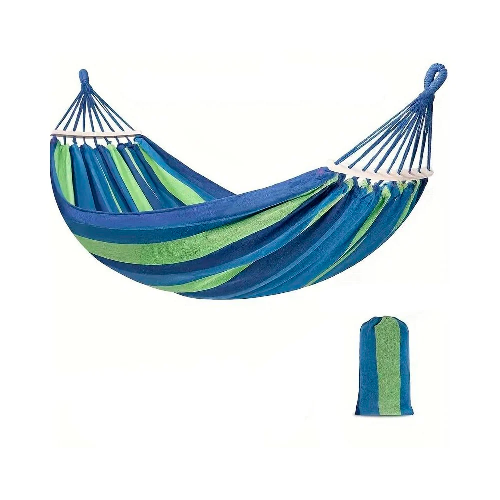 Luksuriøs Hængekøje - Blå stribet Camping Hammock - Image 3