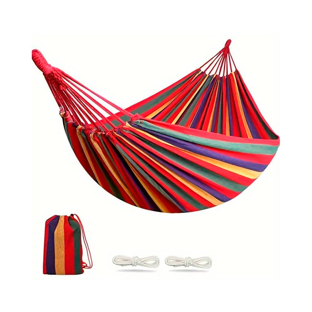 Luksuriøs Hængekøje - Rød stribet Camping Hammock - Image 3