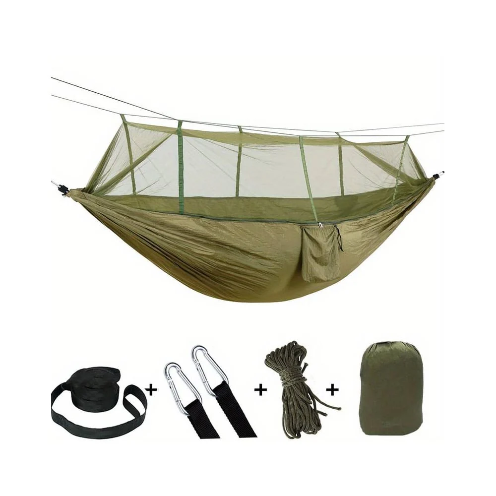 Hængekøje med myggenet (army, orange-grå, pink, grøn eller sort) - Image 10