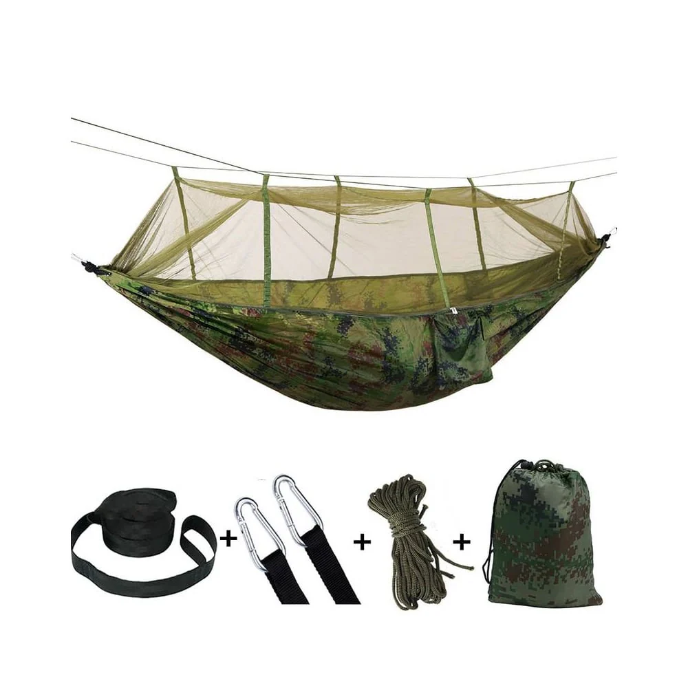 Hængekøje med myggenet (army, orange-grå, pink, grøn eller sort) - Image 9
