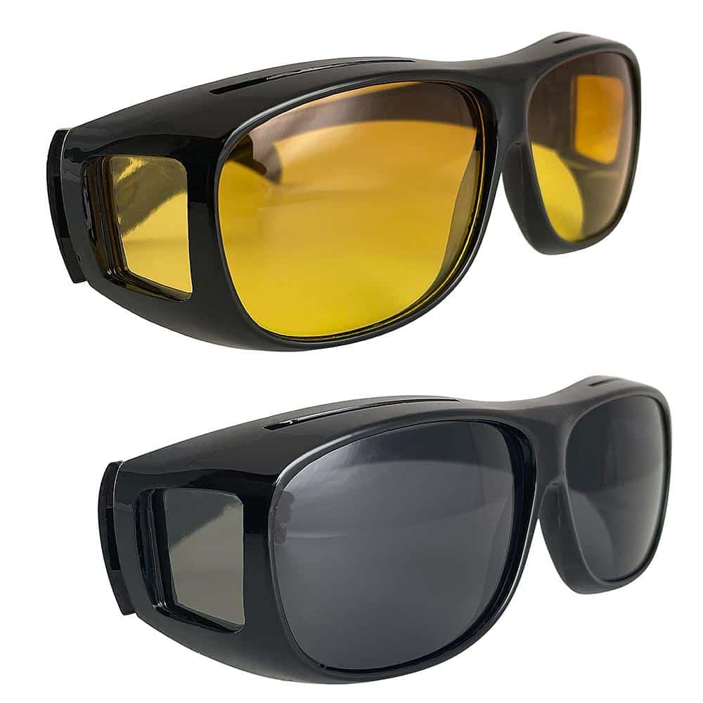 HD-Vision briller - 2 stk dag+nat polariserede briller (perfekt som bilkørsels- sports- nattekørsels- &amp; UV-solbriller) - Image 3