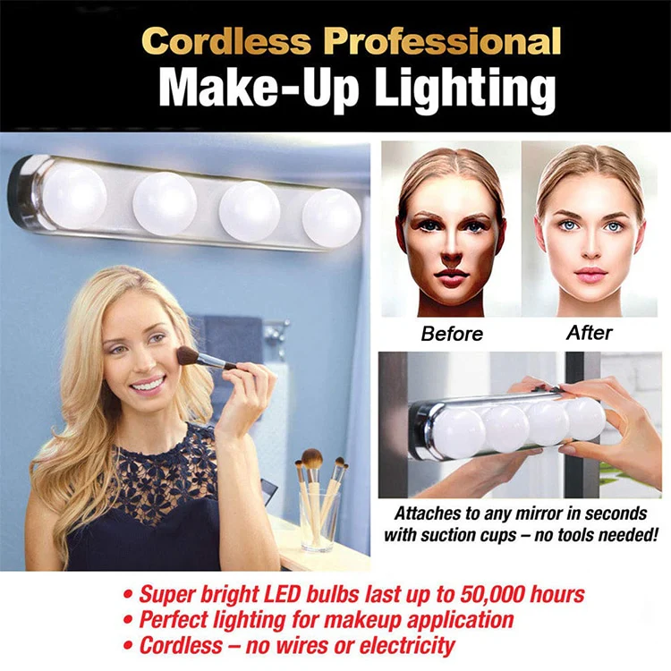 Hollywood LED Makeuplys m/sugekop til spejl - Image 13