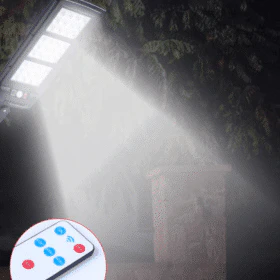 LED Gadelampe m/PIR (infrarød bevægelsessensor) til væg - solcelledrevet, fjernbetjent gadelys - Image 3