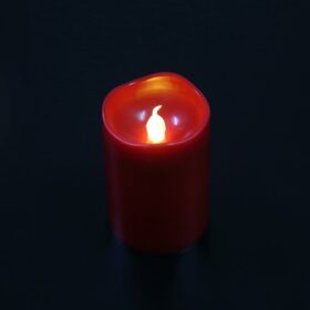 LED bloklys i plastik - 6 stk. - 7,4 cm - m/3D flamme - rød - Image 5