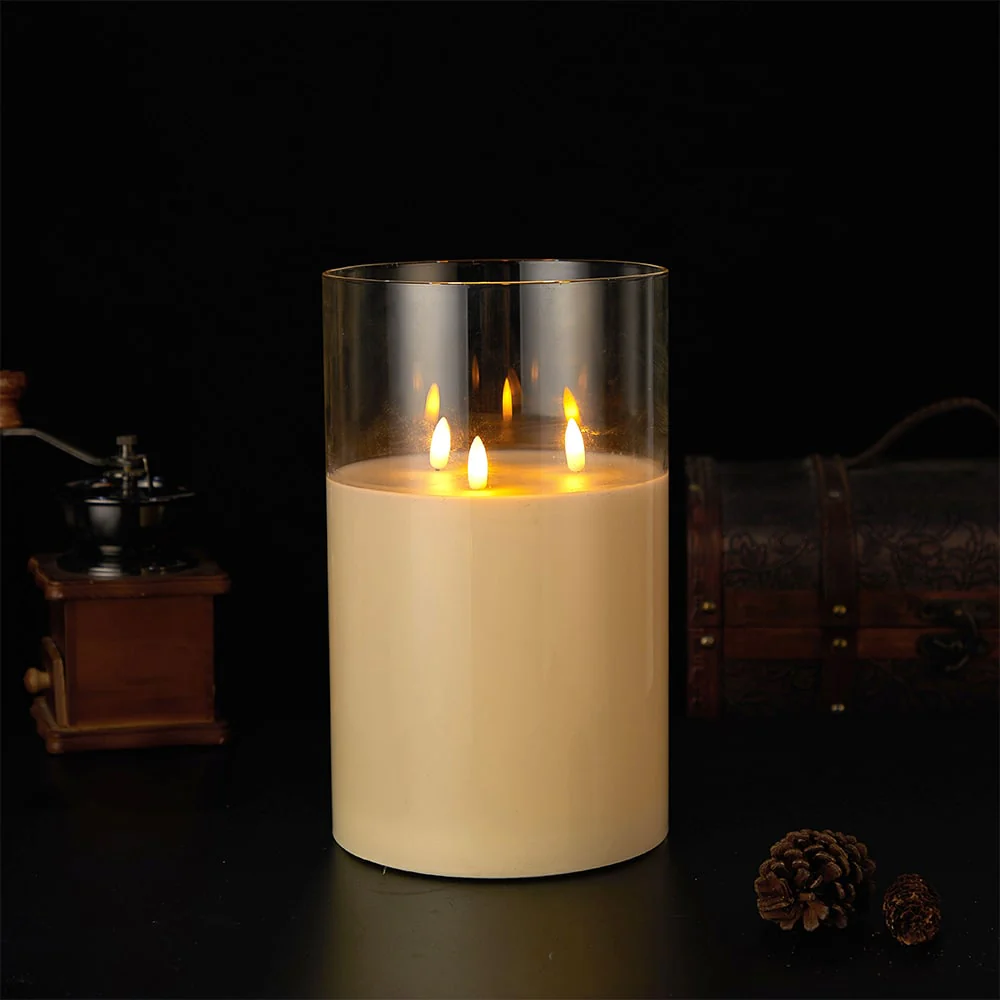 LED Stearinlys i Glas ø10 x 15 cm - Guld, Grå eller Hvid - Image 4