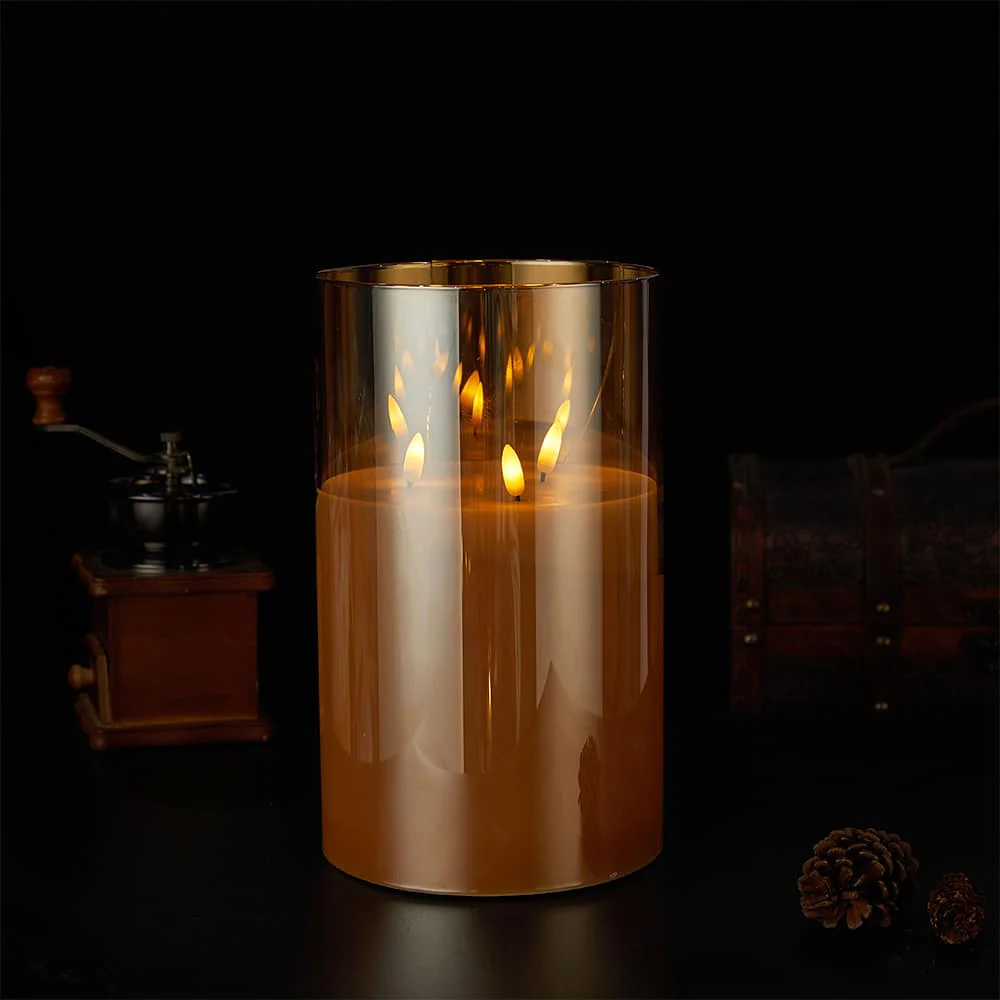 LED Stearinlys i Glas ø10 x 15 cm - Guld, Grå eller Hvid - Image 6