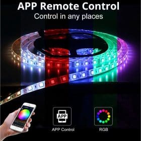 LED Strip lyskæde 5 meter med Bluetooth, Fjernbetjening og MusiksensorC - Image 6