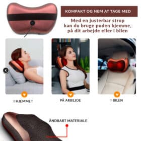 Massagepude m/varme & magnetisk terapi til nakke-, ryg- og benmuskler (til hjemmet og bilen) - Image 7