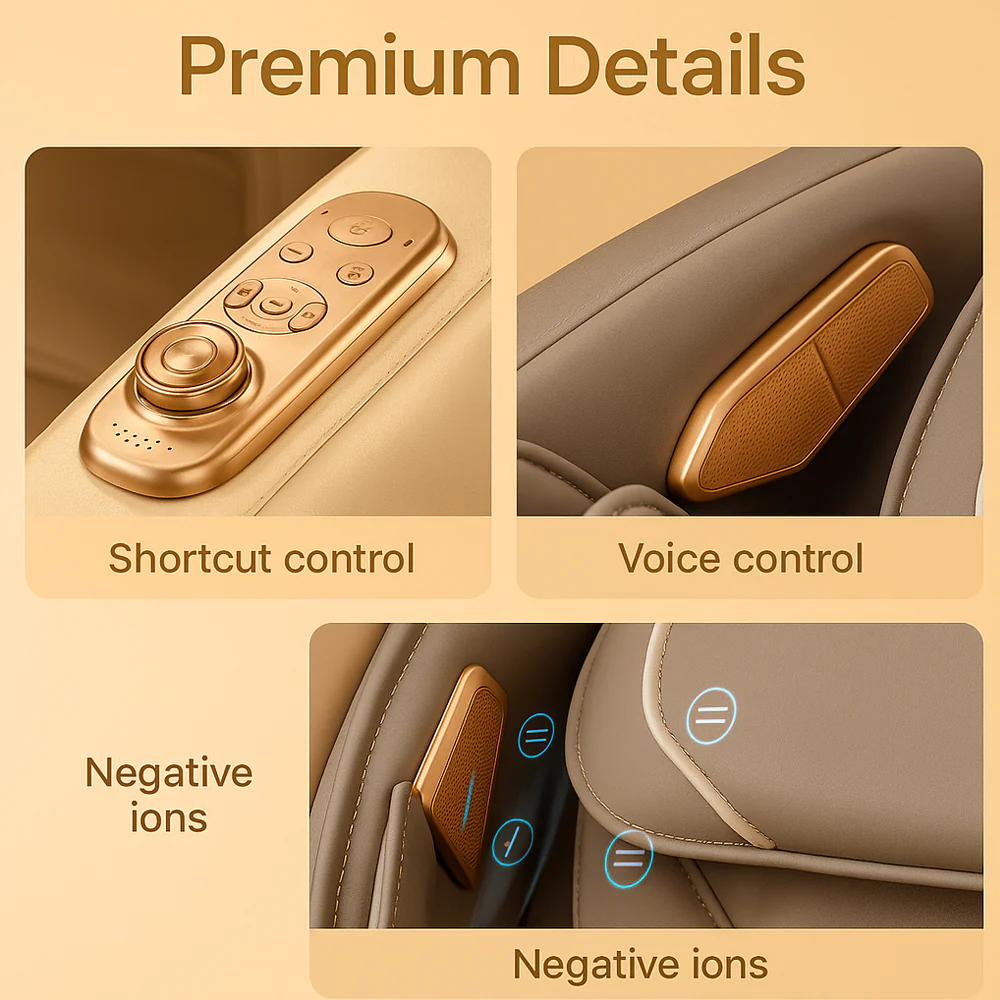 Massagestol 4D Luksus Pro+ med SL-teknologi, Varmeterapi, Stemme Kontrol & Touchskærm - Model M5 grå - Image 8