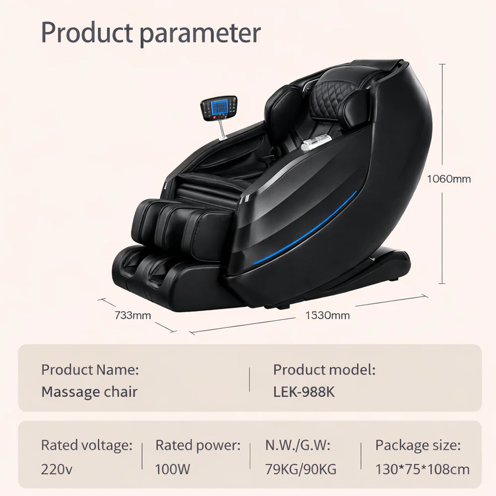 Luksus massagestol 2D med automatisk kropsscanning, Zero Gravity & varme i ben/lænd - Model 988K - Image 10