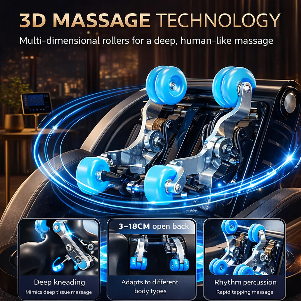 Massagestol 3D med kropsscanning, SL-skinne, lufttryksmassage, varme i ben/lænd & Zero Gravity - Model 988Q6 - Image 5