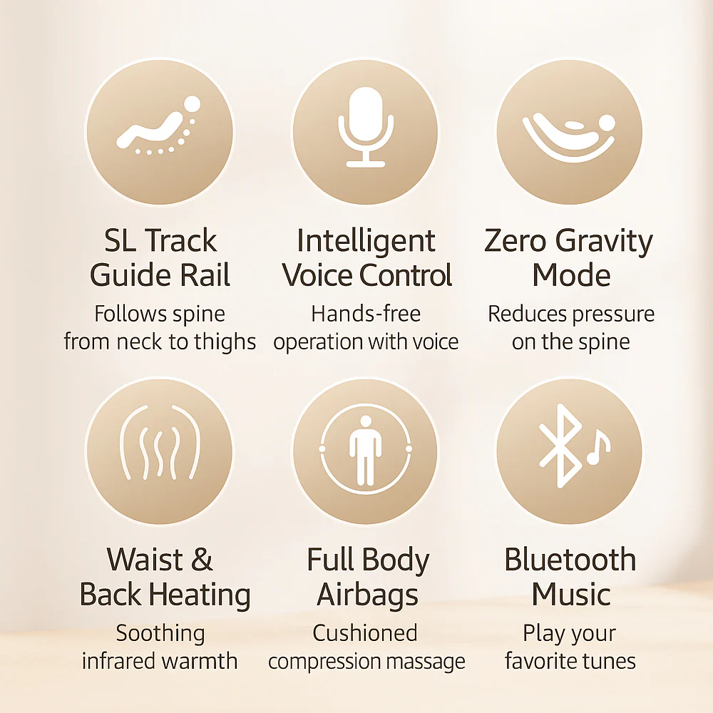 Massagestol 3D med SL-teknologi, lufttryksmassage, Zero Gravity & Intelligent Styring – Model 988R8 - Image 7