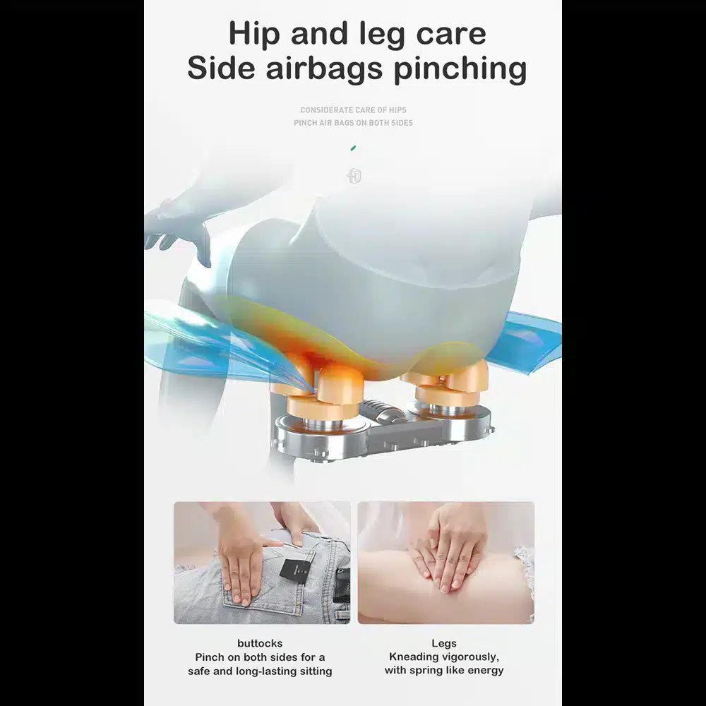 Massagestol 4D Pro+ Sort med Varmeterapi og Stemmekontrol - Model M9 Sort - Image 14