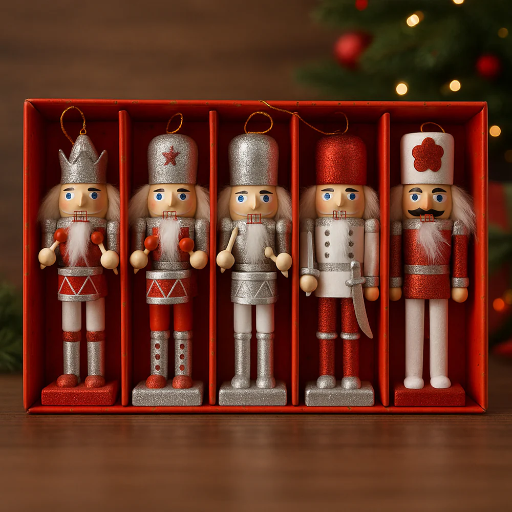 Nøddeknækker figurer i Træ - 12,5 cm, sæt med 5 figurer - - Image 3