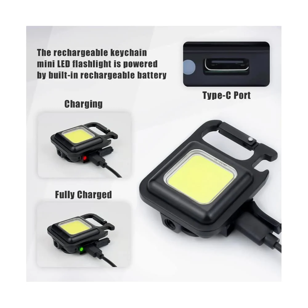 Nøglerings COB LED-lommelygte - genopladelig - 3 lys tilstande - - Image 6