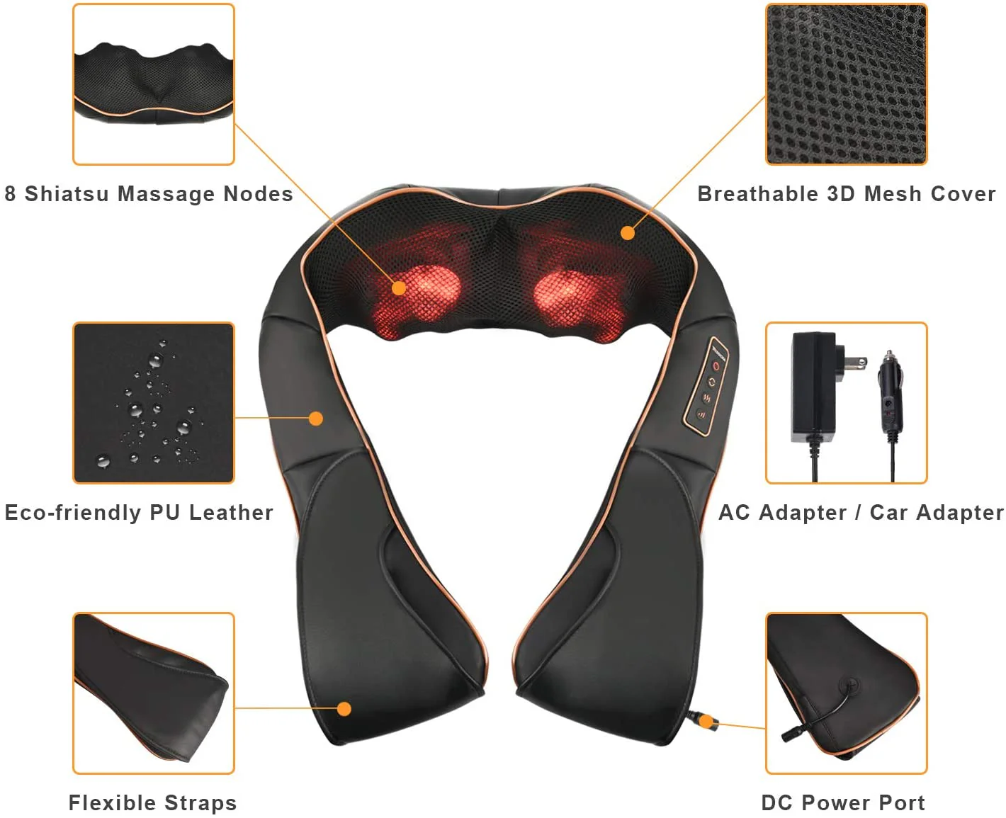 Shiatsu Massagepude med Varme til Nakke, Skulder & Ryg (V2) - Image 4
